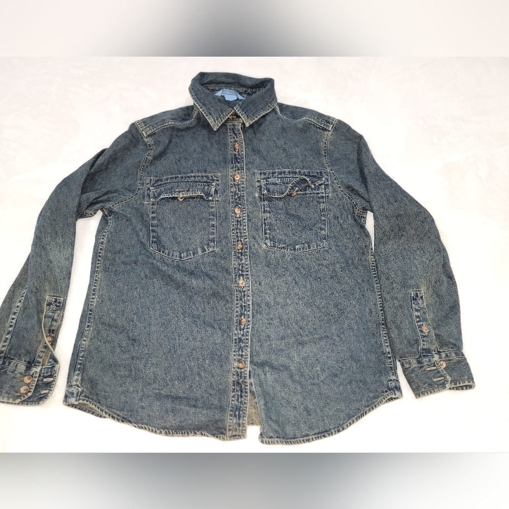 Duluth Trading Co Blue Casual Button Down Shirt